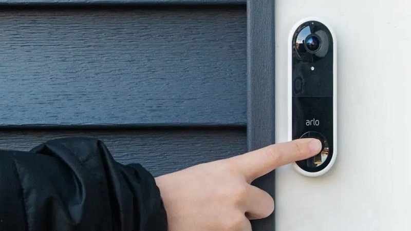smart doorbell and a bell pressing finger