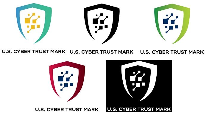 US cyber trust mark - logos in 5 different colours